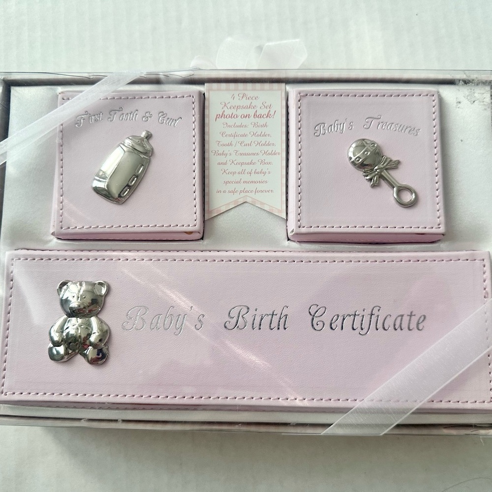 New in Box Baby Boy Keepsake Girl 4 Piece Keepsake Set